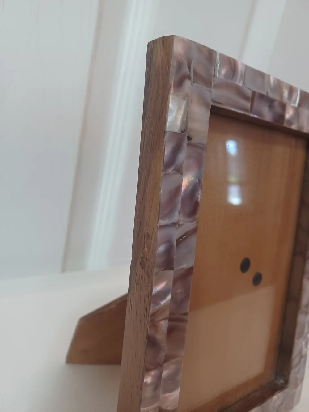 Vintage Mother of Pearl Mosaic Picture Frames Set of 2 Iridescent Shell Boho